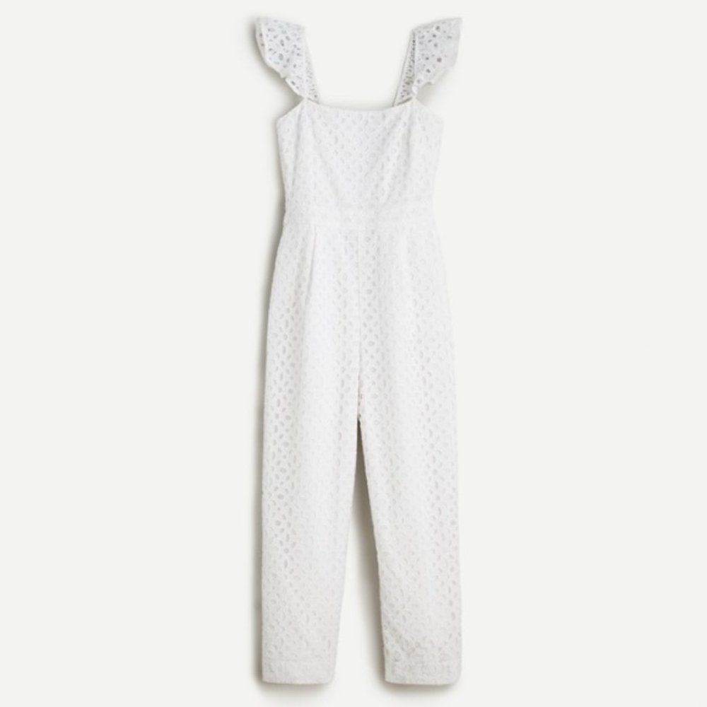 J. Crew Ruffle Jumpsuit in Embroidered Eyelet